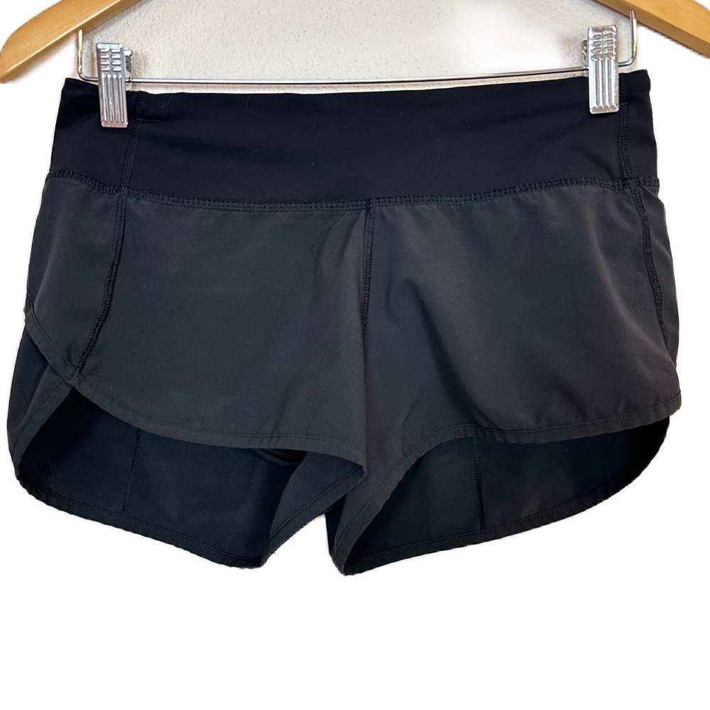 Lululemon Run Speed Solid Black Short 4-way‎ Stretch Women’s Sz 4